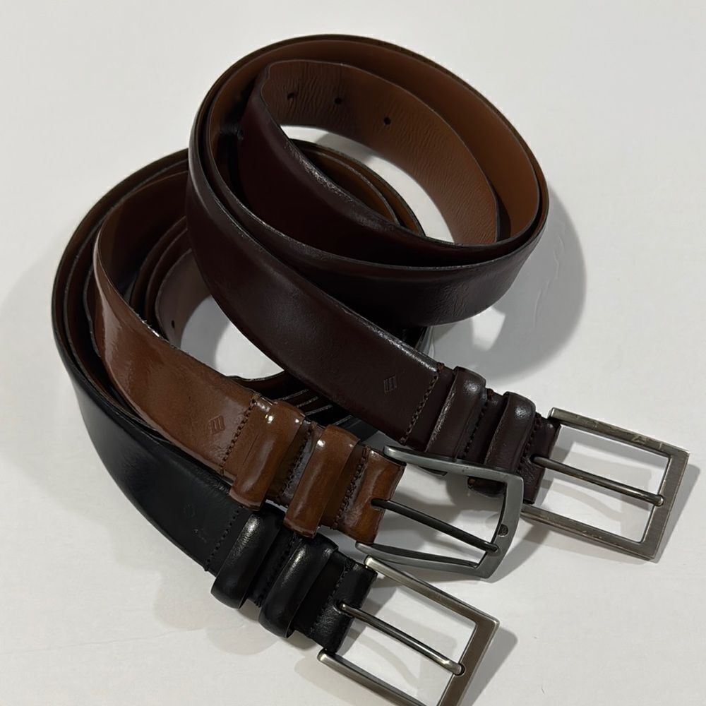 Joseph Abboud Men's Leather Belt bundle 3 Pcs - Black and Brown Size M